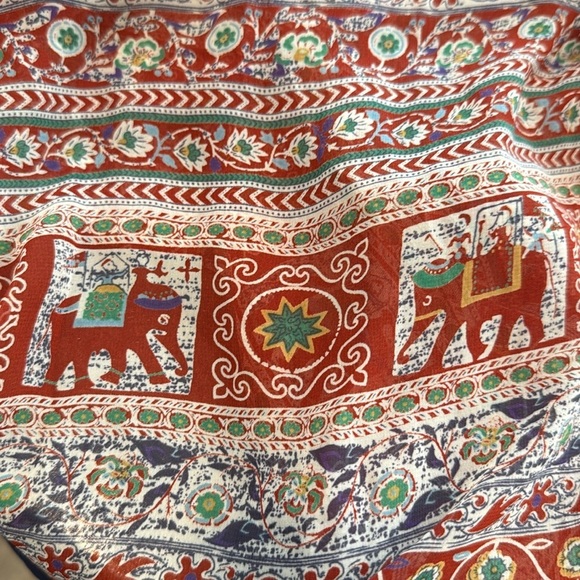 Poema Medium Sheer Navy and Red Elephant Patterned Blouse - Picture 10 of 10